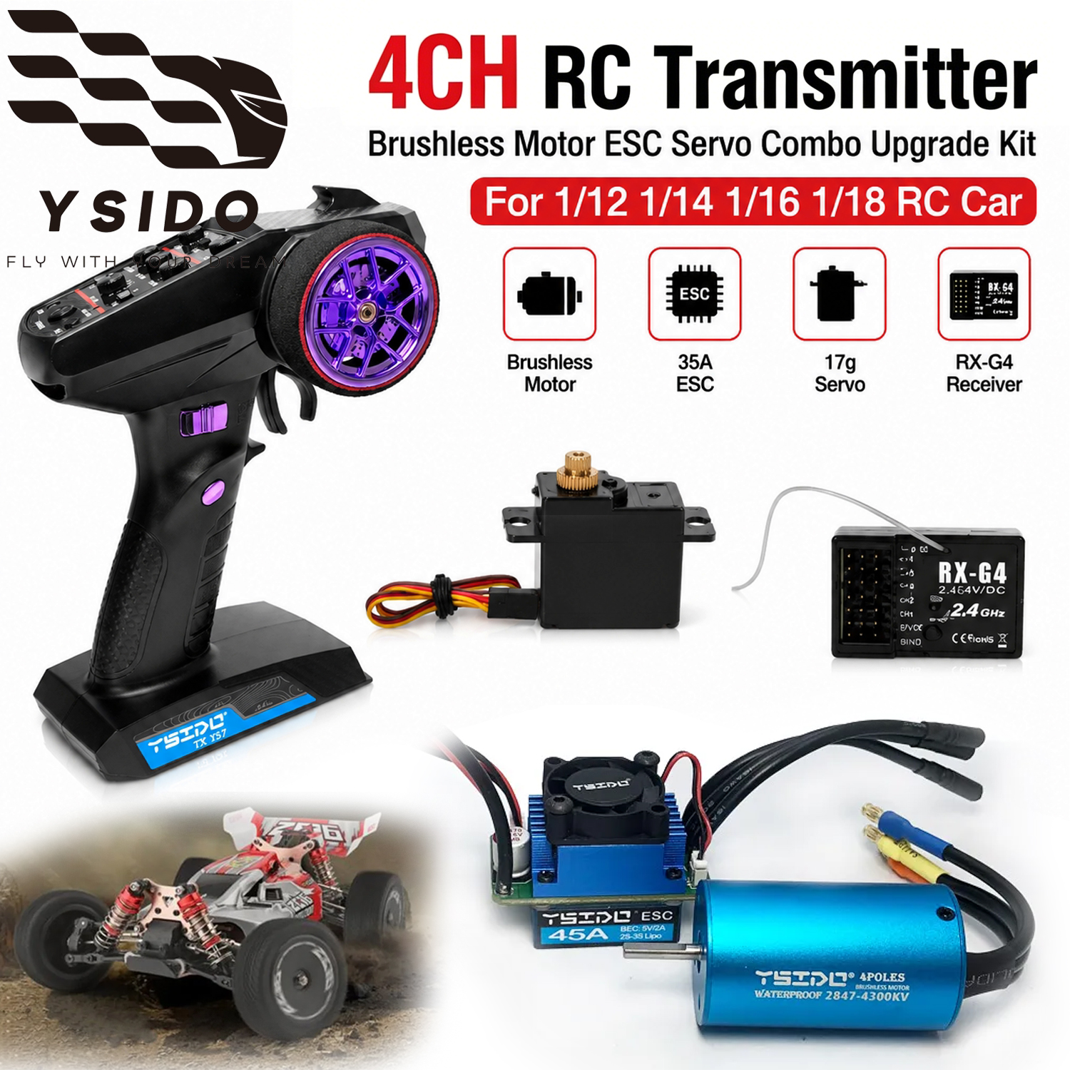 Rc Remo Hobby - 4CH RC Transmitter Brushless Motor ESC